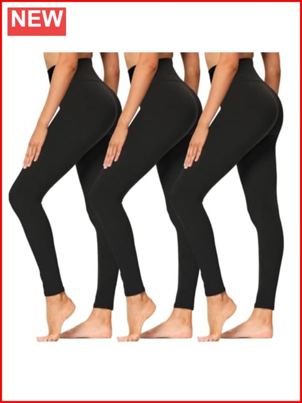 3 Pack High Waisted Leggings Tummy Control with Pockets Women